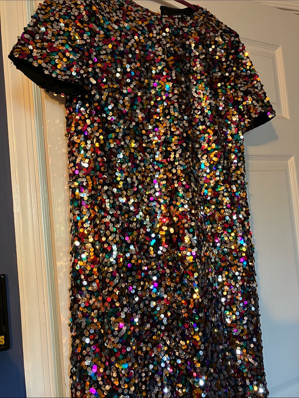 Rainbow Sequin Dress Short Sleeve S